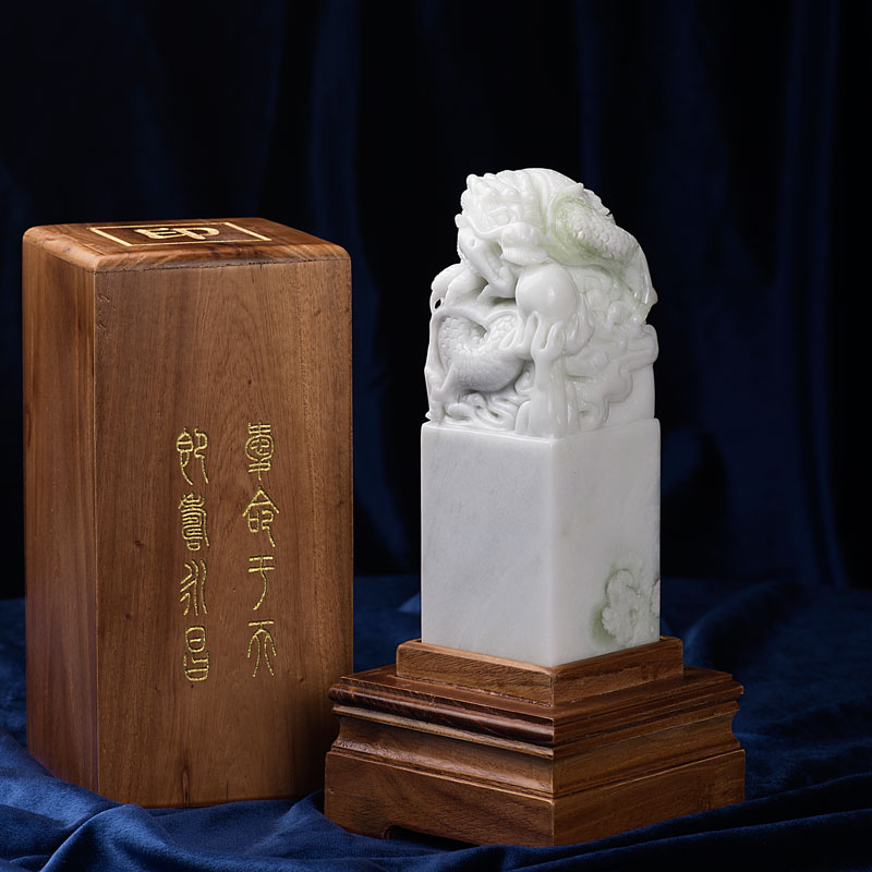 藍(lán)田玉玉璽-九龍玉璽印章-贈送馬云同款